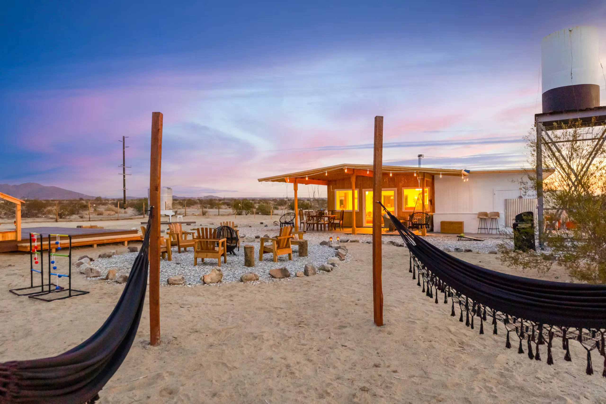 Fire pit and hammocks